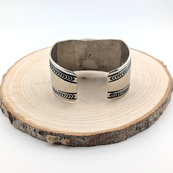 Native American Azurite Chrysocolla Cuff Nickel Silver Bracelet Southwest Sz 7** - Picture 9 of 11